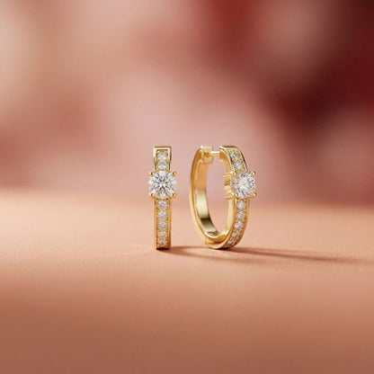 0.79Ct Moissanite Round Huggie Hoop Earrings