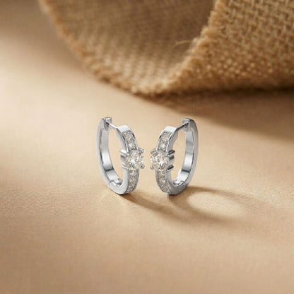 0.79Ct Moissanite Round Huggie Hoop Earrings
