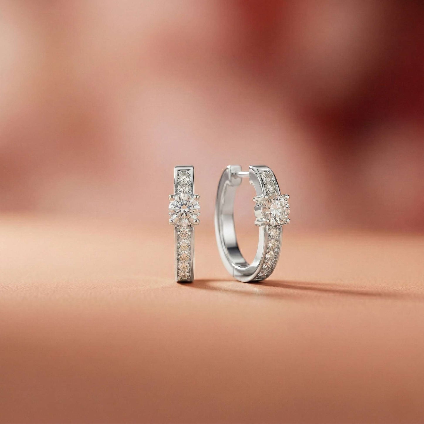 0.79Ct Moissanite Round Huggie Hoop Earrings