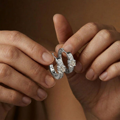 0.79Ct Moissanite Round Huggie Hoop Earrings