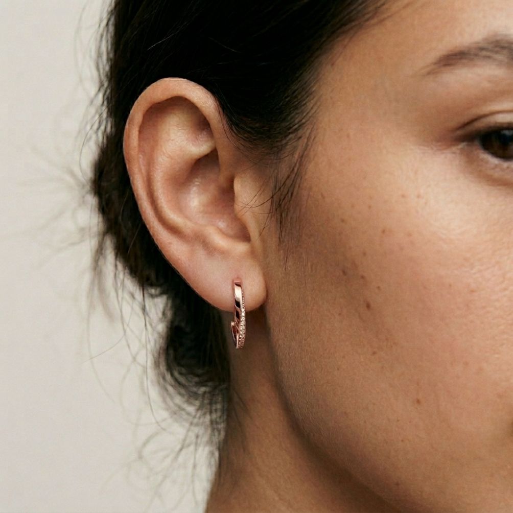 0.38Ct Moissanite Classic Line Hoop Earrings