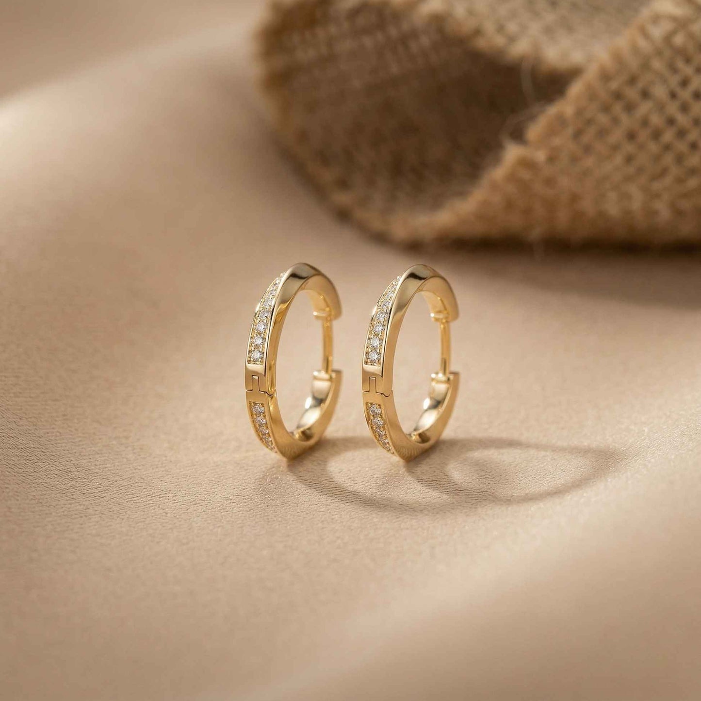 0.38Ct Moissanite Classic Line Hoop Earrings
