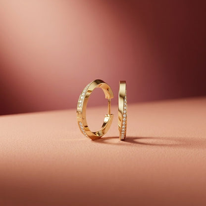 0.38Ct Moissanite Classic Line Hoop Earrings