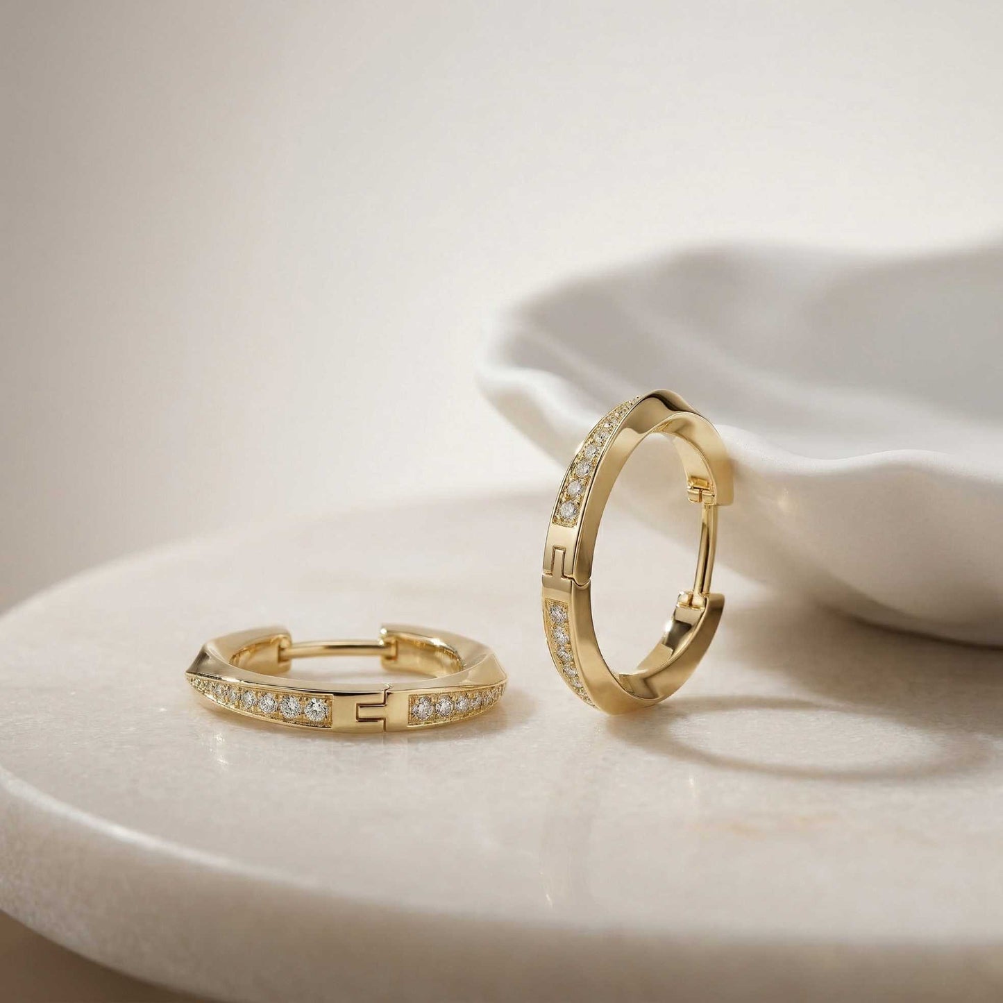 0.38Ct Moissanite Classic Line Hoop Earrings