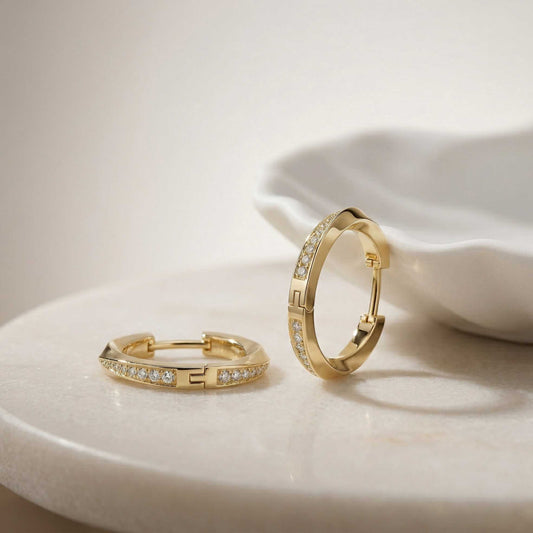 0.38Ct Moissanite Classic Line Hoop Earrings