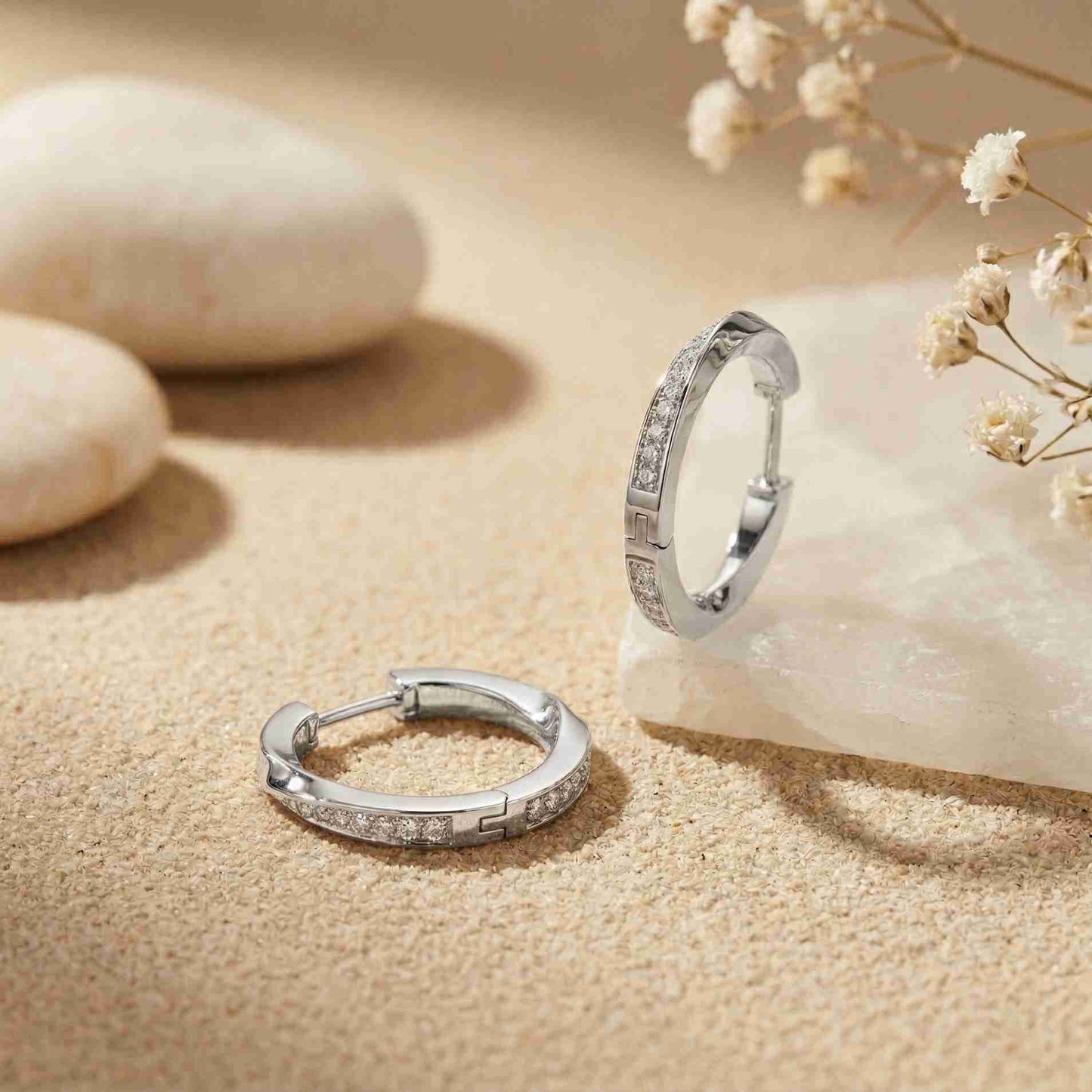 0.38Ct Moissanite Classic Line Hoop Earrings