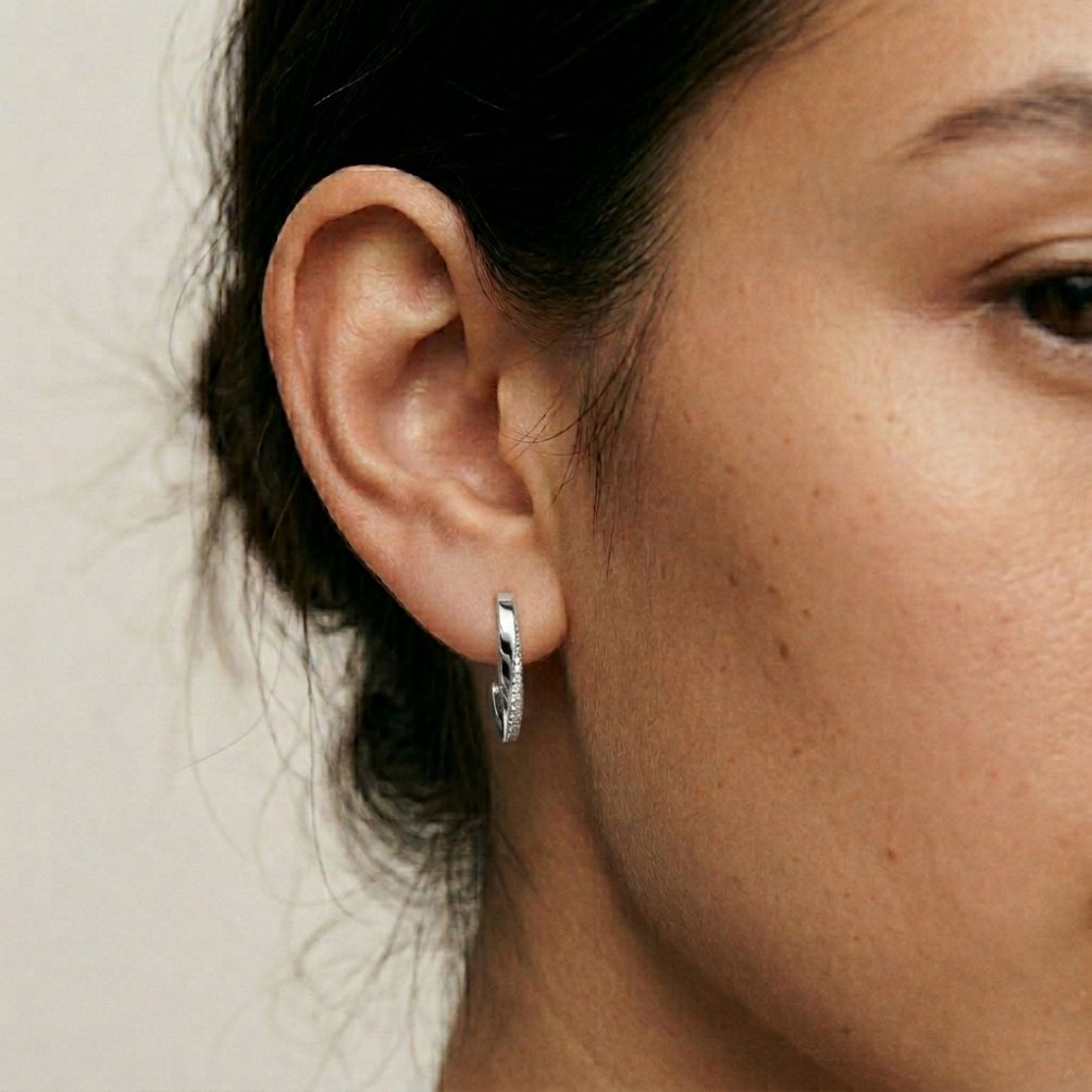 0.38Ct Moissanite Classic Line Hoop Earrings