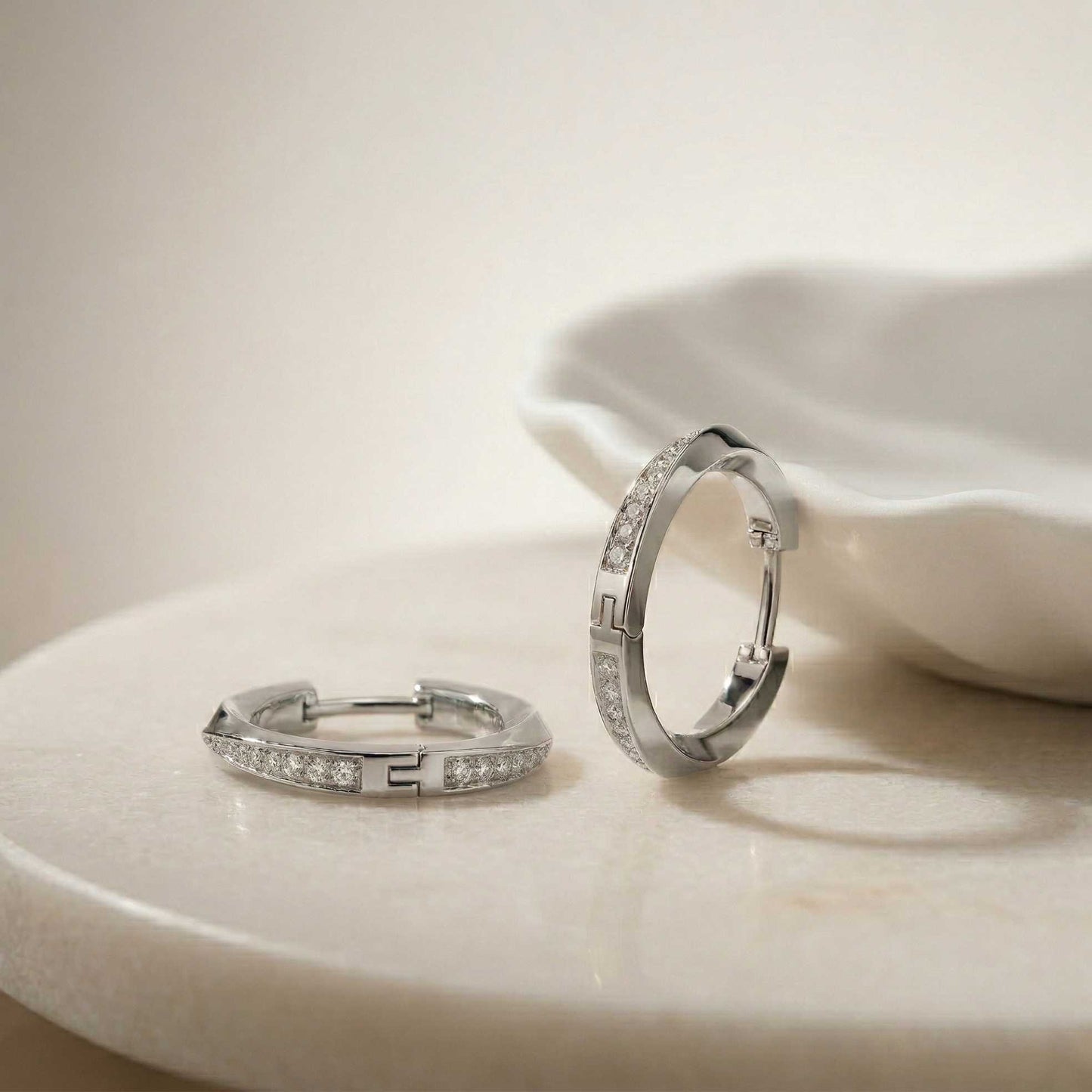 0.38Ct Moissanite Classic Line Hoop Earrings