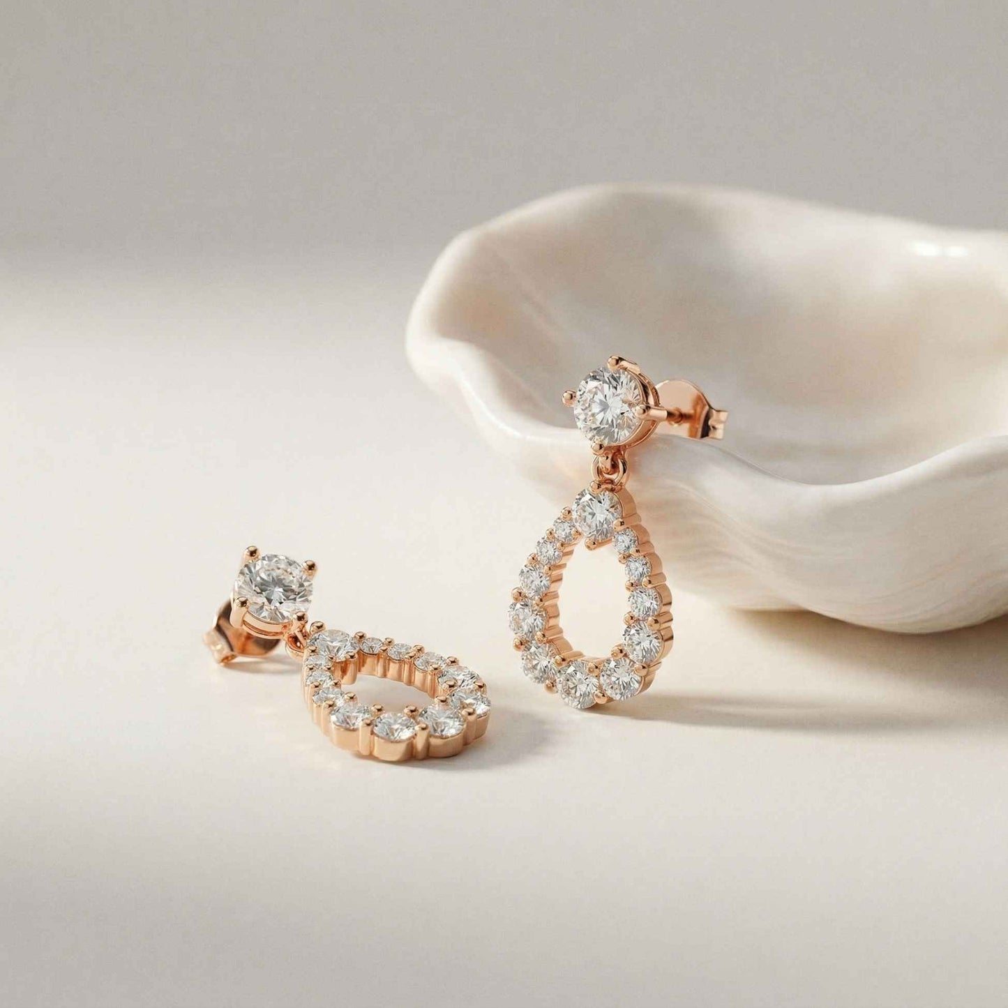 3.26Ct Moissanite Teardrop Halo Drop Earrings