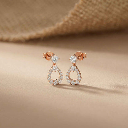 3.26Ct Moissanite Teardrop Halo Drop Earrings
