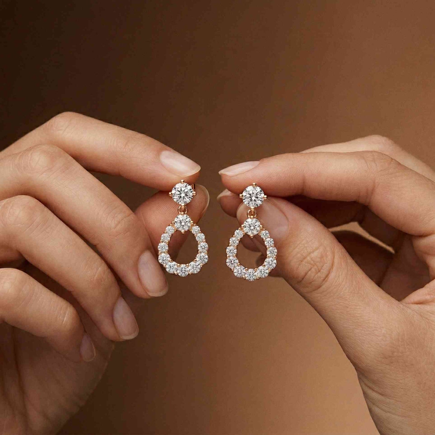3.26Ct Moissanite Teardrop Halo Drop Earrings