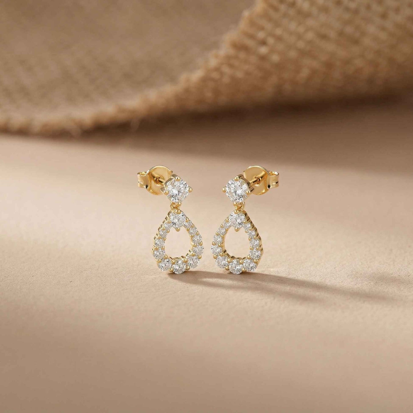 3.26Ct Moissanite Teardrop Halo Drop Earrings