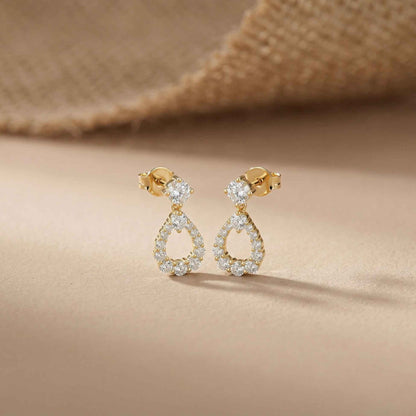 3.26Ct Moissanite Teardrop Halo Drop Earrings