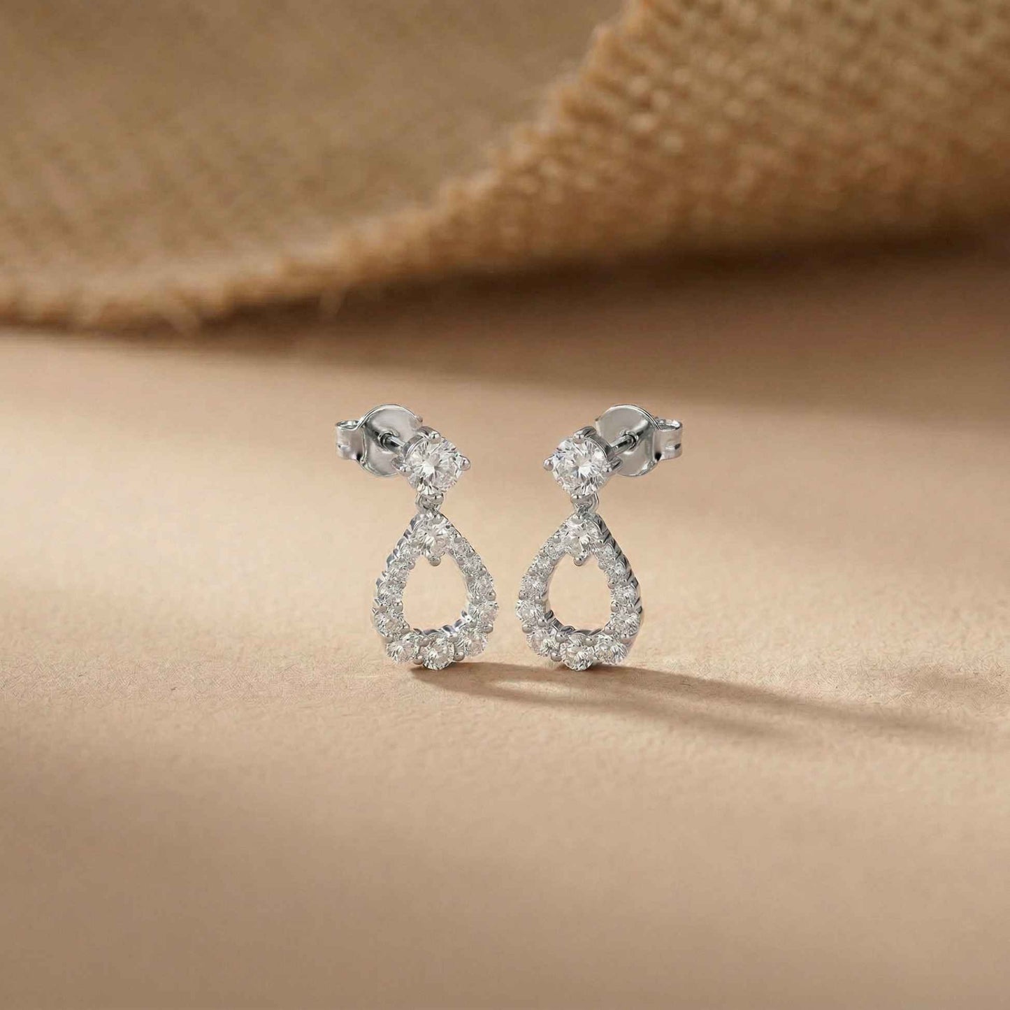 3.26Ct Moissanite Teardrop Halo Drop Earrings