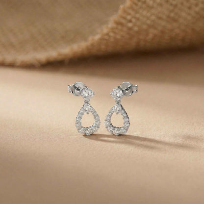 3.26Ct Moissanite Teardrop Halo Drop Earrings