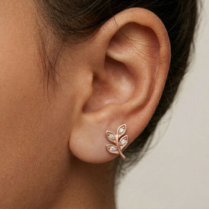 0.28Ct Moissanite Leaf Branch Stud Earrings