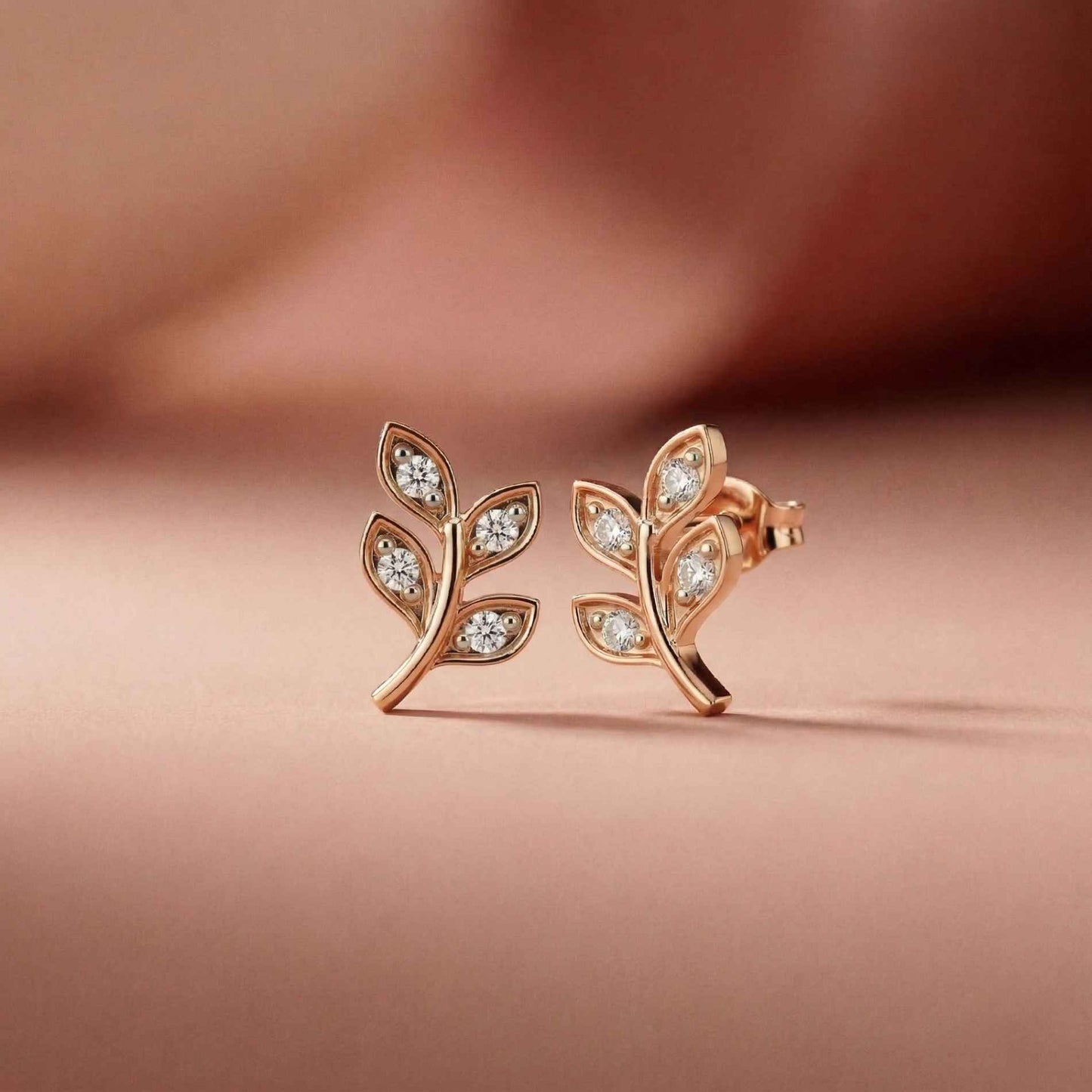 0.28Ct Moissanite Leaf Branch Stud Earrings