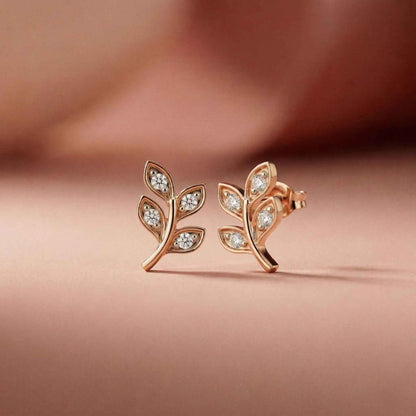 0.28Ct Moissanite Leaf Branch Stud Earrings