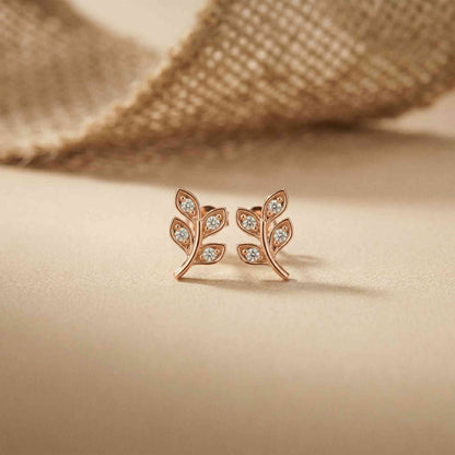 0.28Ct Moissanite Leaf Branch Stud Earrings