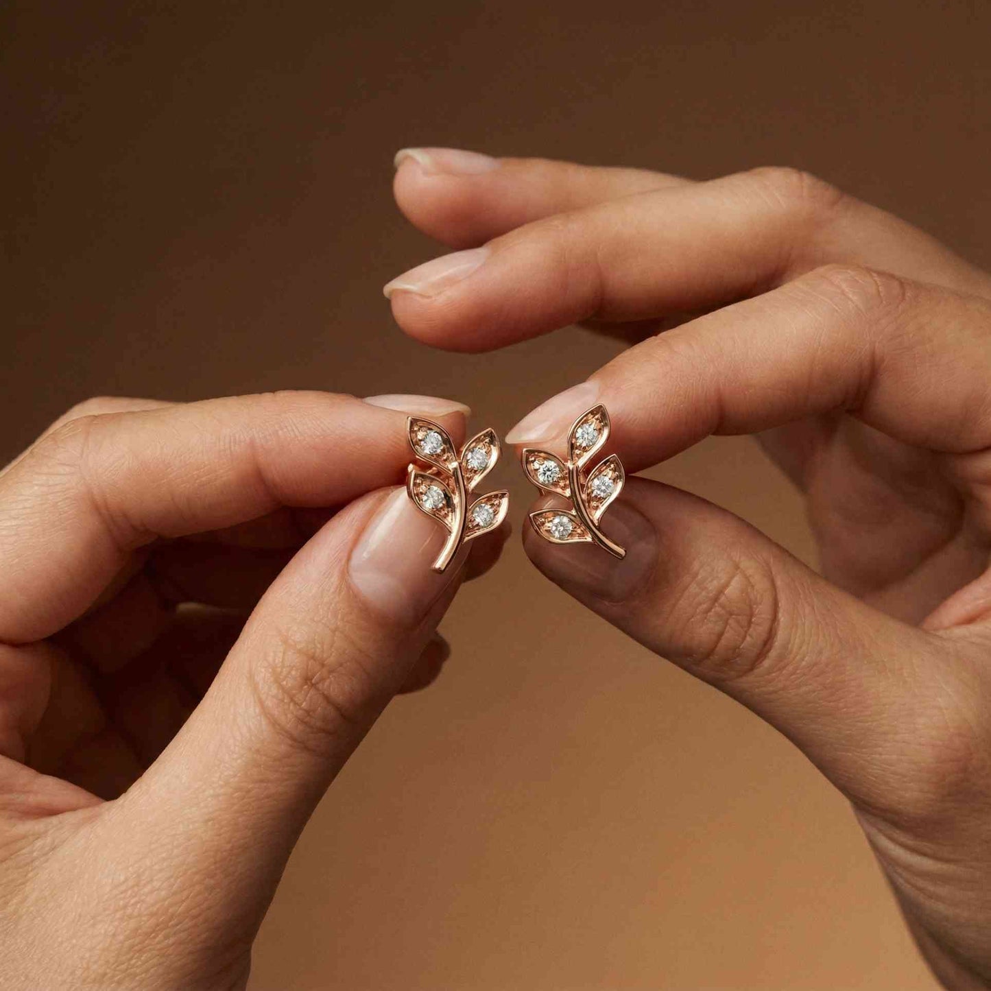 0.28Ct Moissanite Leaf Branch Stud Earrings