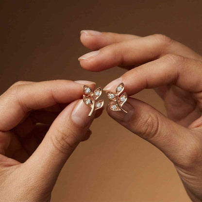 0.28Ct Moissanite Leaf Branch Stud Earrings