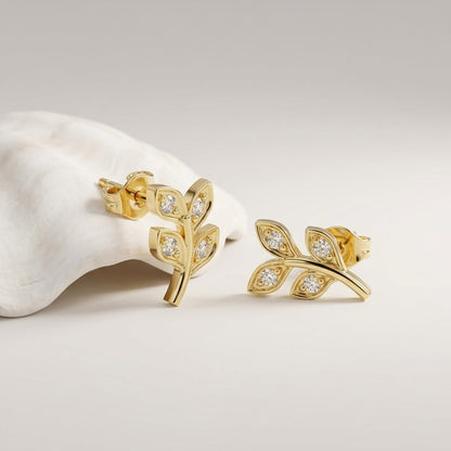 0.28Ct Moissanite Leaf Branch Stud Earrings