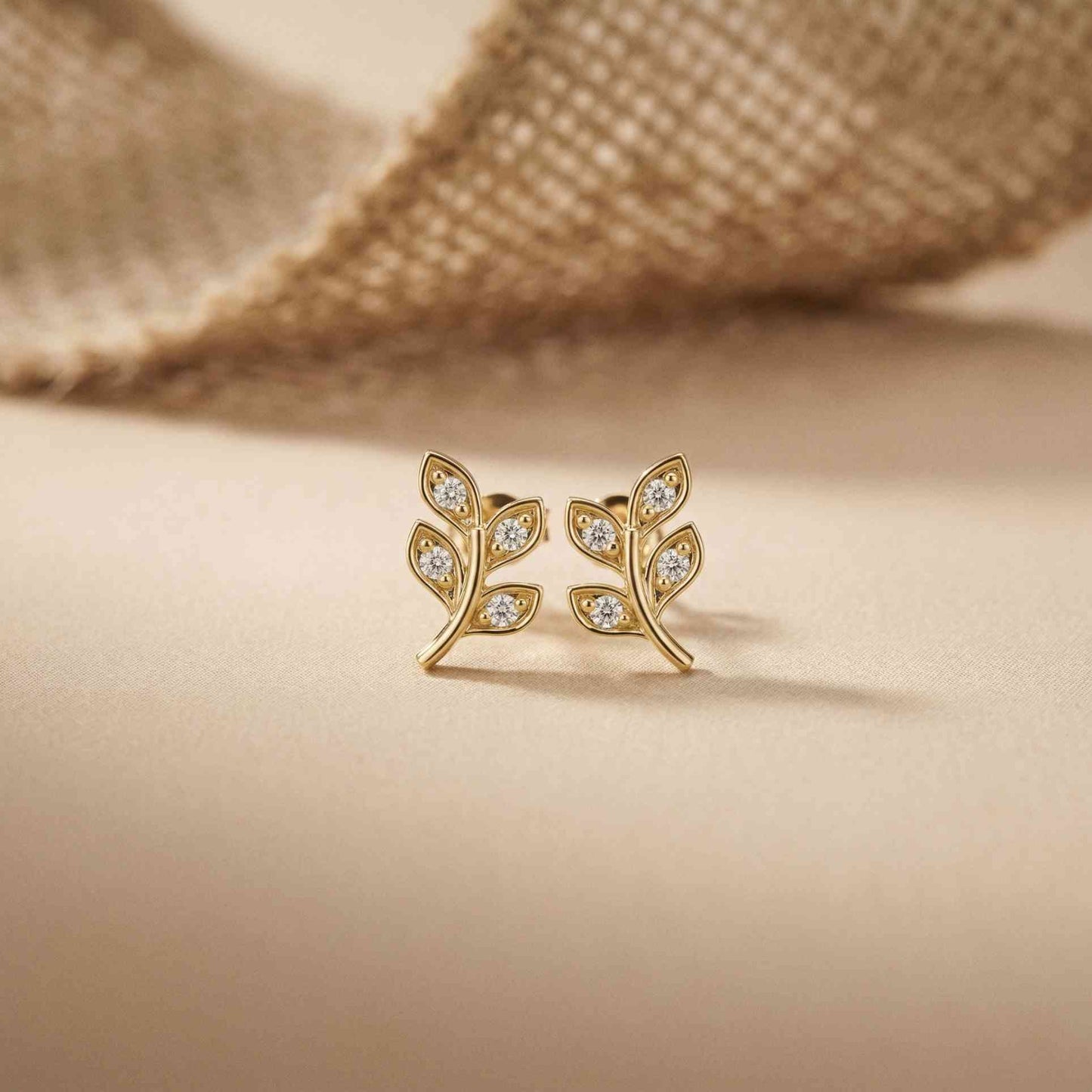 0.28Ct Moissanite Leaf Branch Stud Earrings