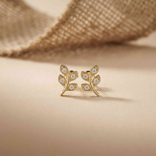 0.28Ct Moissanite Leaf Branch Stud Earrings