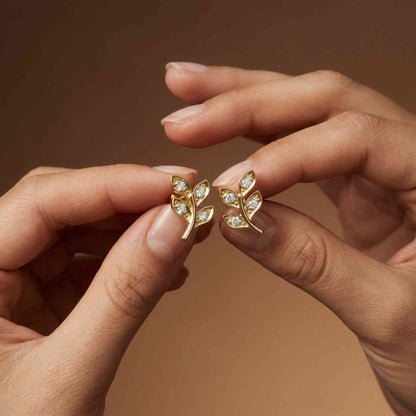 0.28Ct Moissanite Leaf Branch Stud Earrings