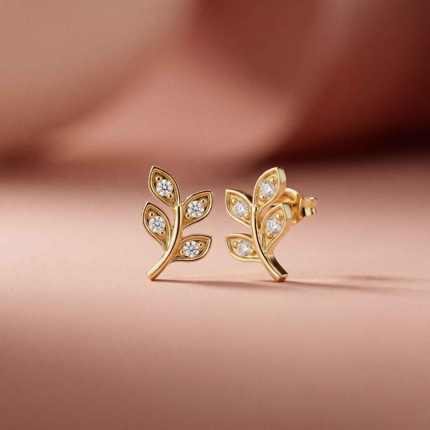 0.28Ct Moissanite Leaf Branch Stud Earrings
