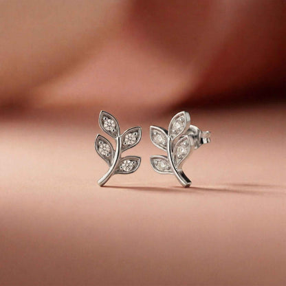 0.28Ct Moissanite Leaf Branch Stud Earrings