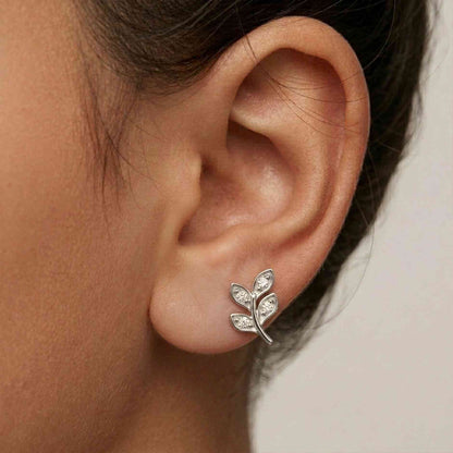 0.28Ct Moissanite Leaf Branch Stud Earrings