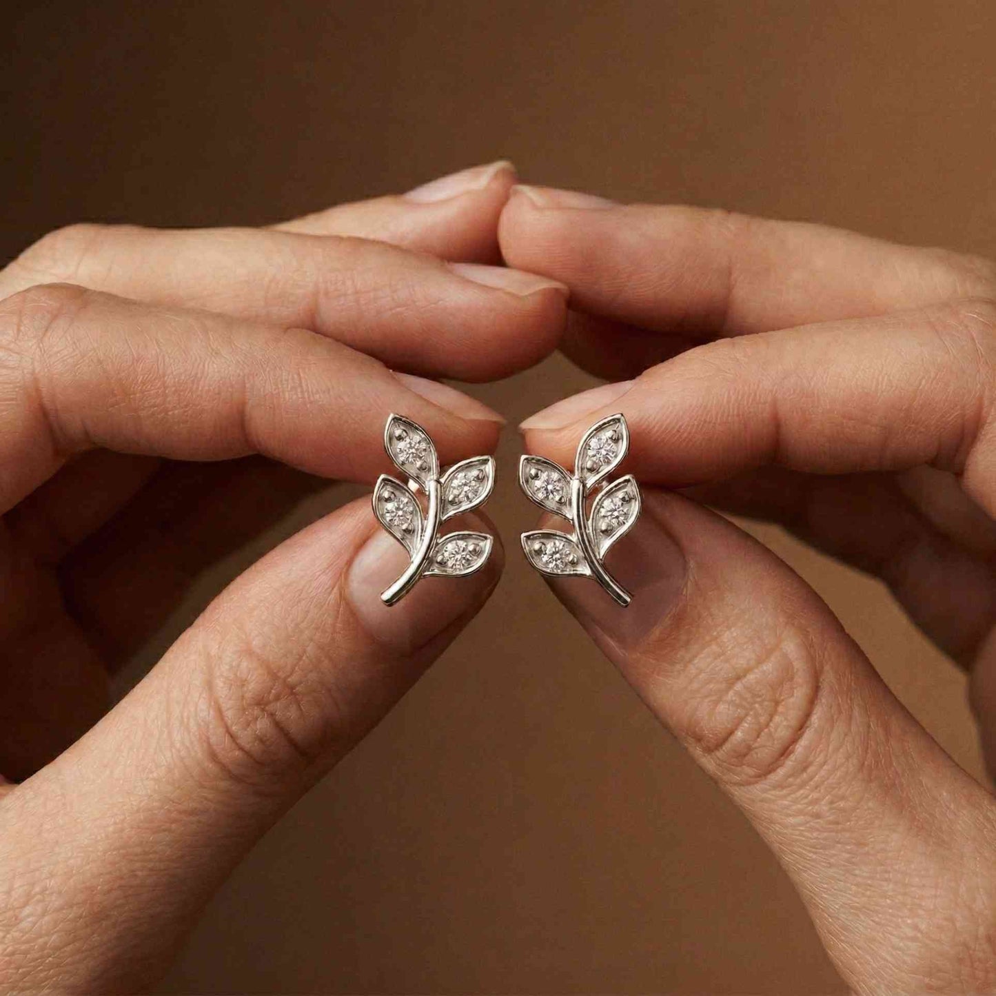 0.28Ct Moissanite Leaf Branch Stud Earrings