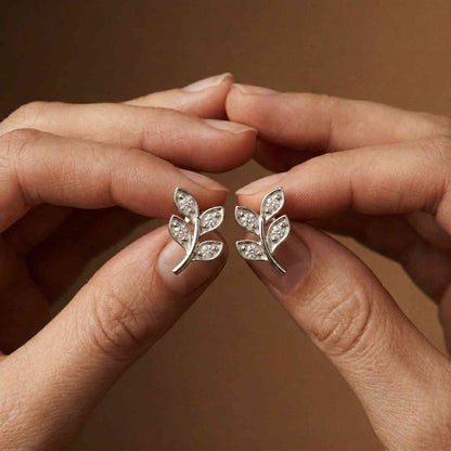 0.28Ct Moissanite Leaf Branch Stud Earrings