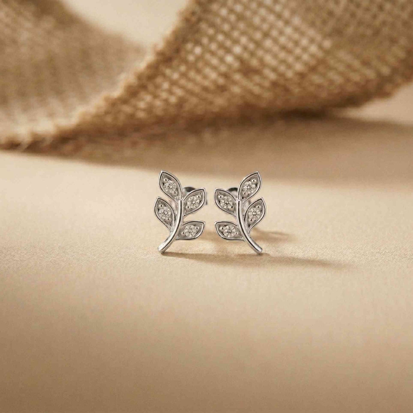 0.28Ct Moissanite Leaf Branch Stud Earrings