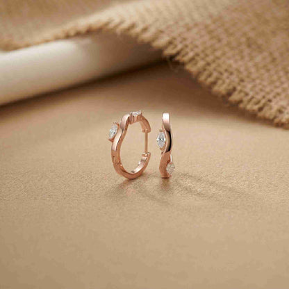 0.25Ct Moissanite Wave Curve Marquise Hoop Earrings