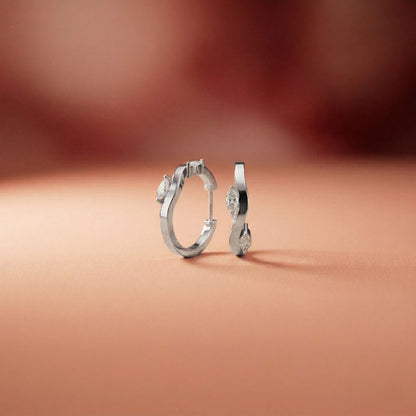 0.25Ct Moissanite Wave Curve Marquise Hoop Earrings