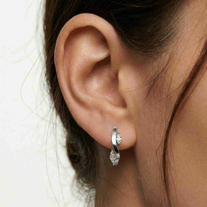 0.25Ct Moissanite Wave Curve Marquise Hoop Earrings