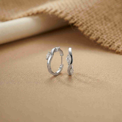 0.25Ct Moissanite Wave Curve Marquise Hoop Earrings