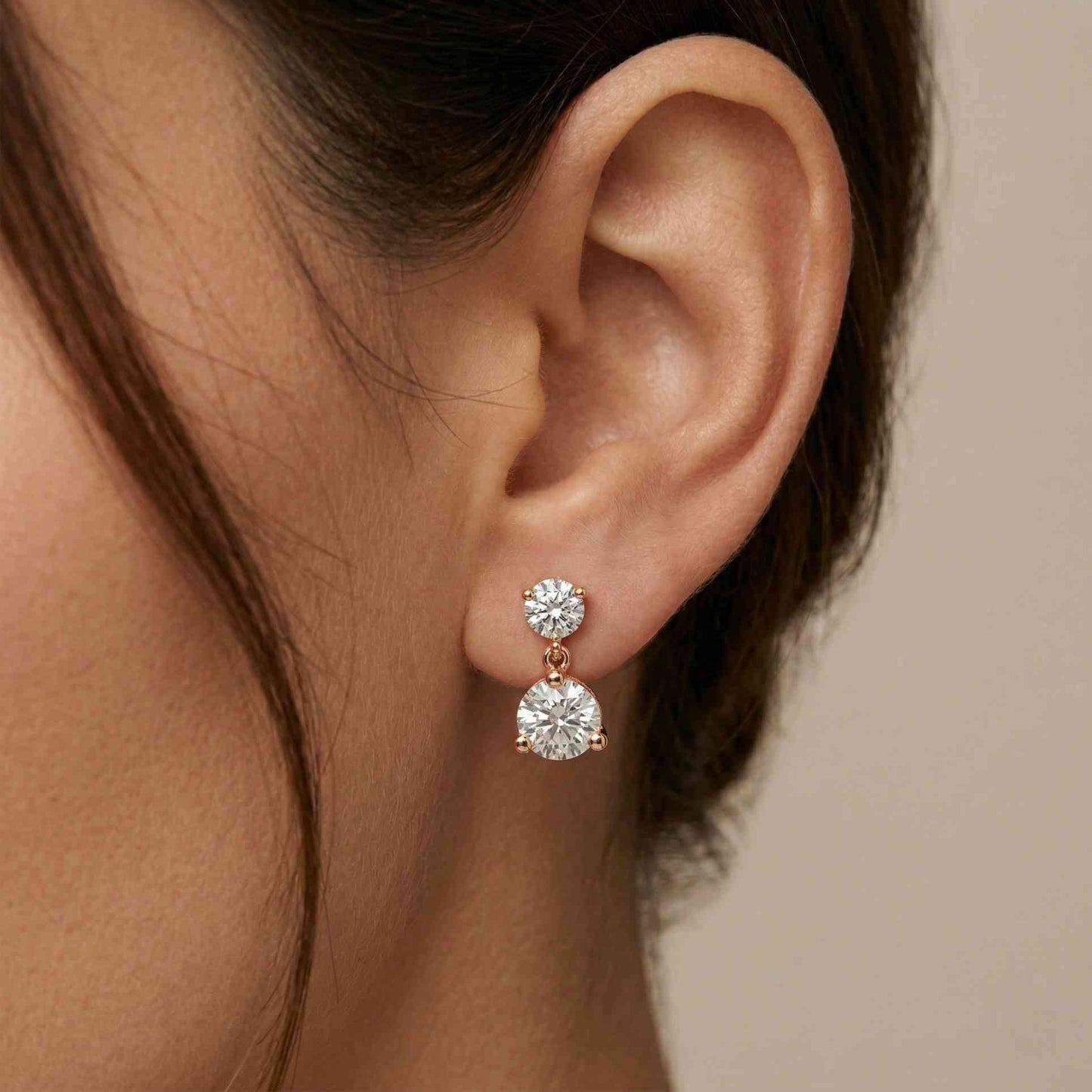 3Ct Moissanite Double Drop Round Earrings