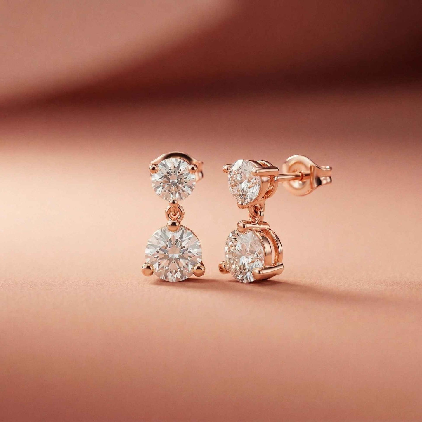 3Ct Moissanite Double Drop Round Earrings