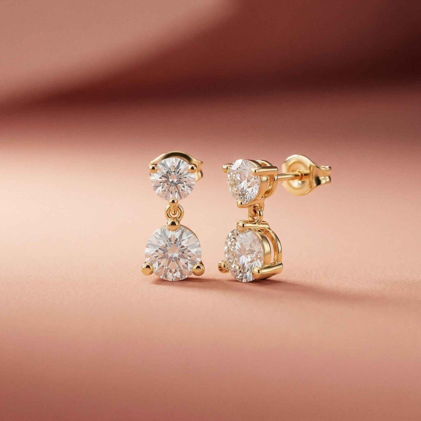 3Ct Moissanite Double Drop Round Earrings
