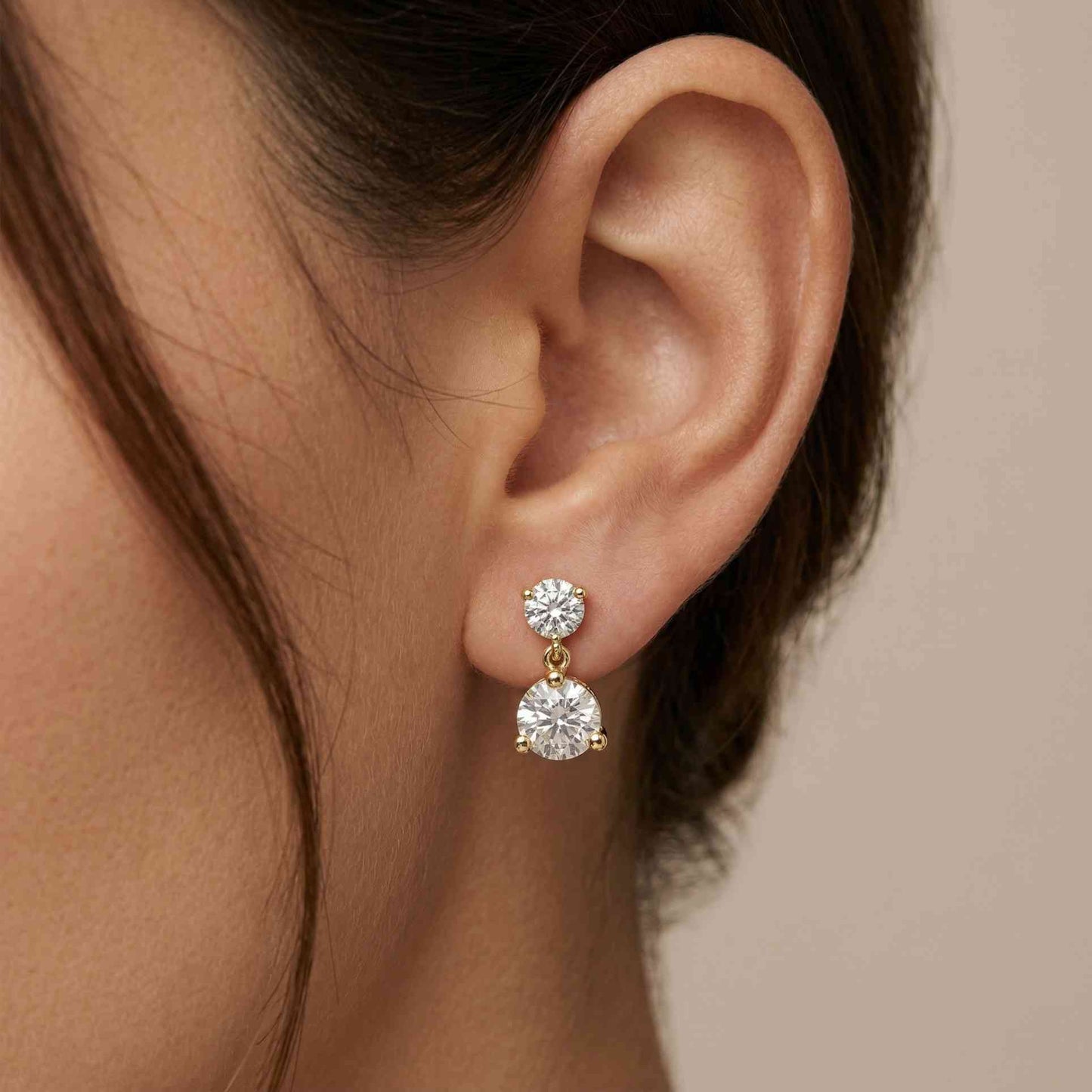 3Ct Moissanite Double Drop Round Earrings