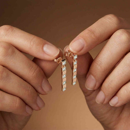 1.1Ct Moissanite Linear Bar Drop Earrings