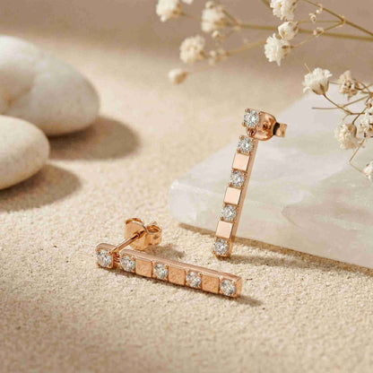 1.1Ct Moissanite Linear Bar Drop Earrings