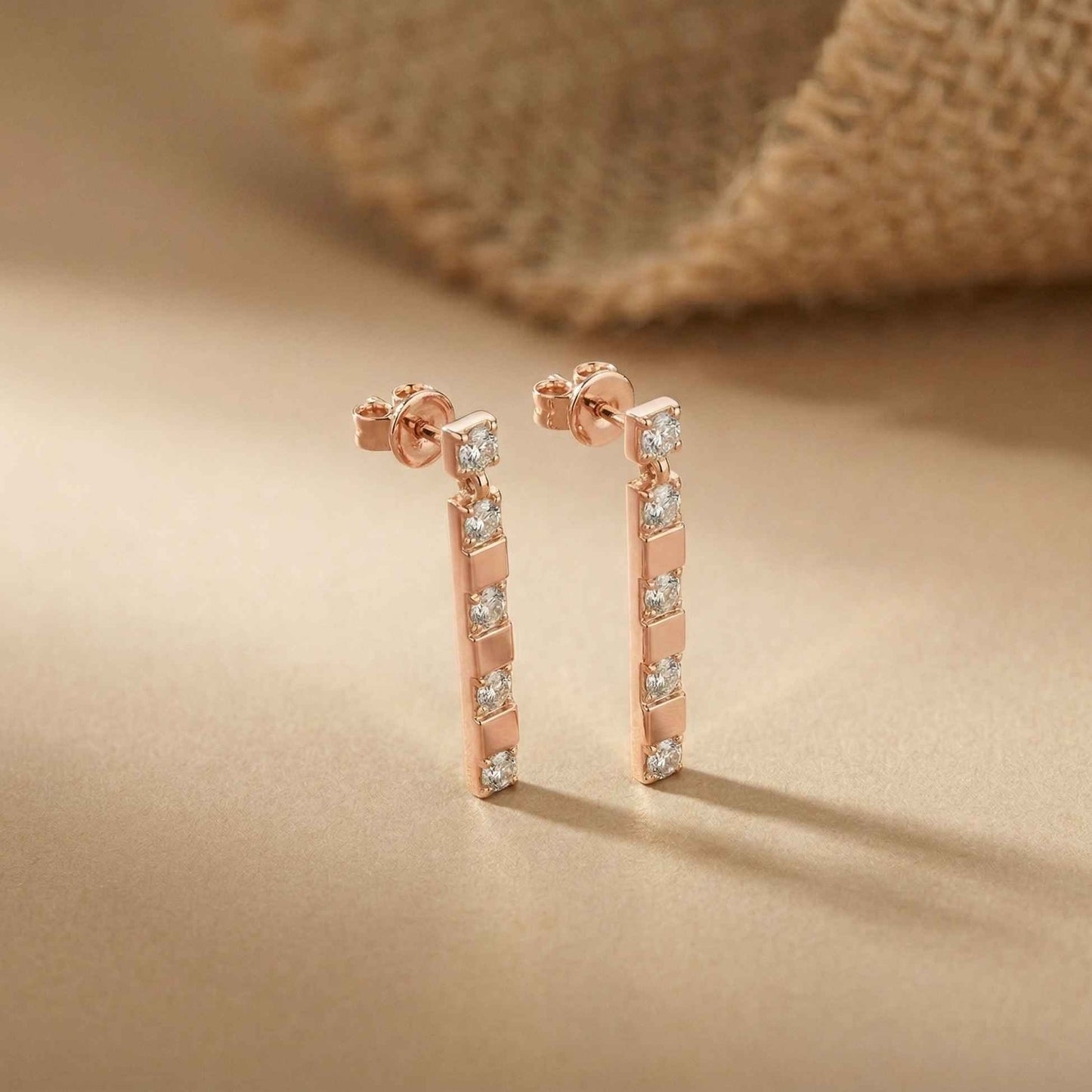 1.1Ct Moissanite Linear Bar Drop Earrings