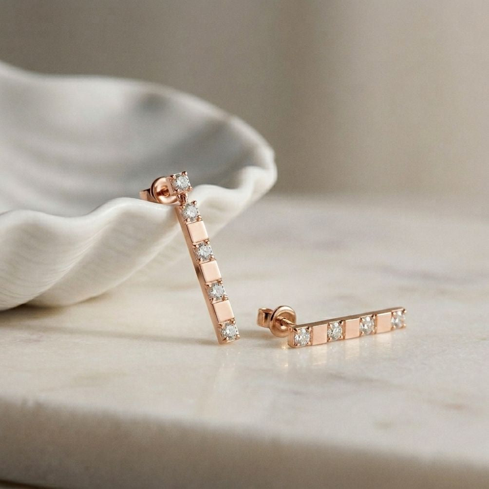 1.1Ct Moissanite Linear Bar Drop Earrings