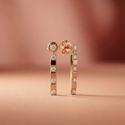 1.1Ct Moissanite Linear Bar Drop Earrings