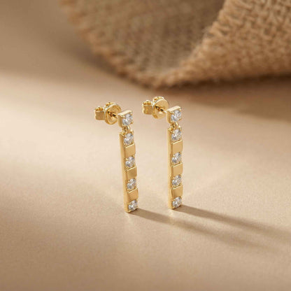1.1Ct Moissanite Linear Bar Drop Earrings