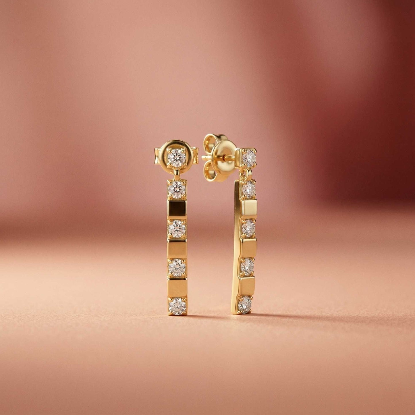 1.1Ct Moissanite Linear Bar Drop Earrings